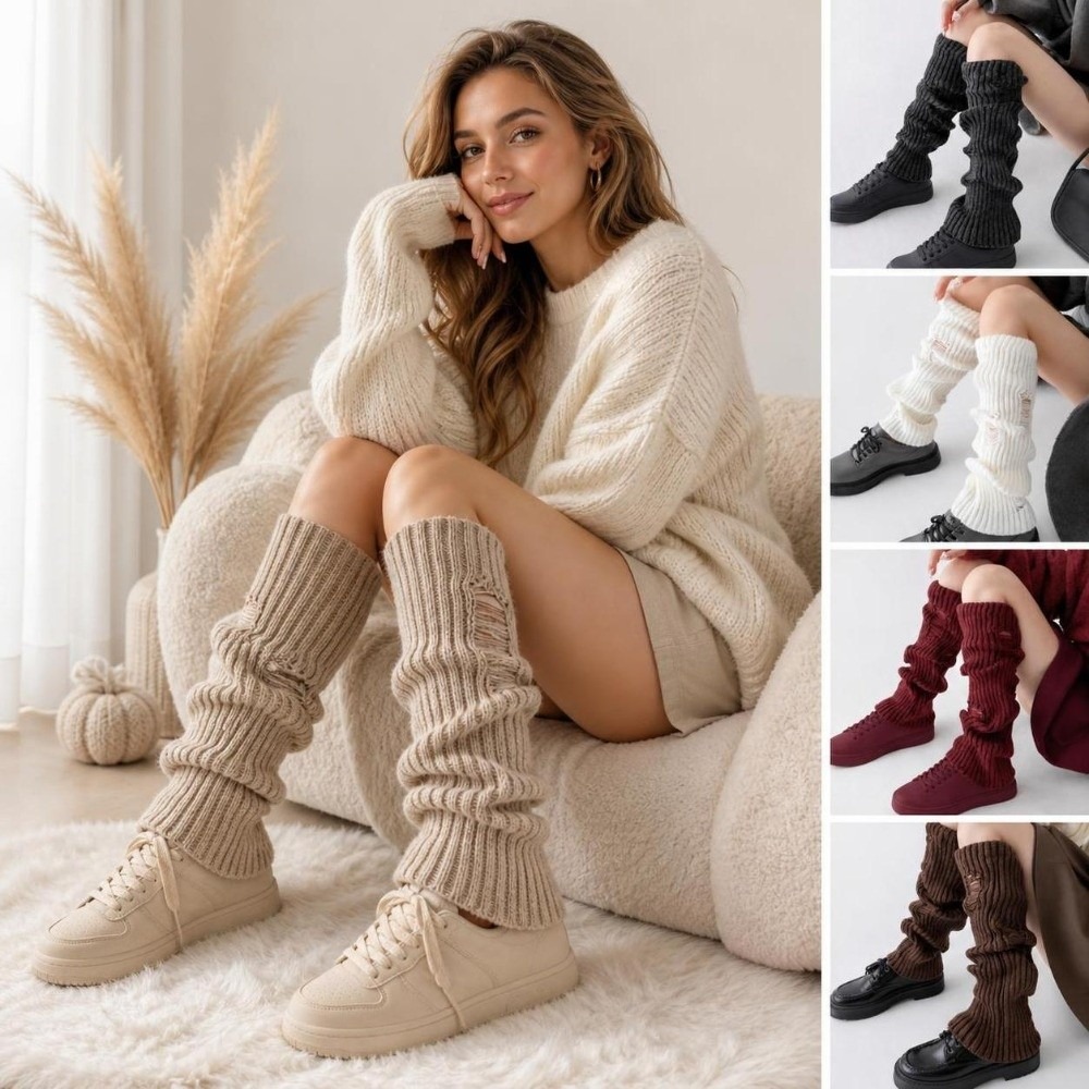 Boot Sock Slouchy - Ciepłe dzianinowe ocieplacze na nogi, elastyczne