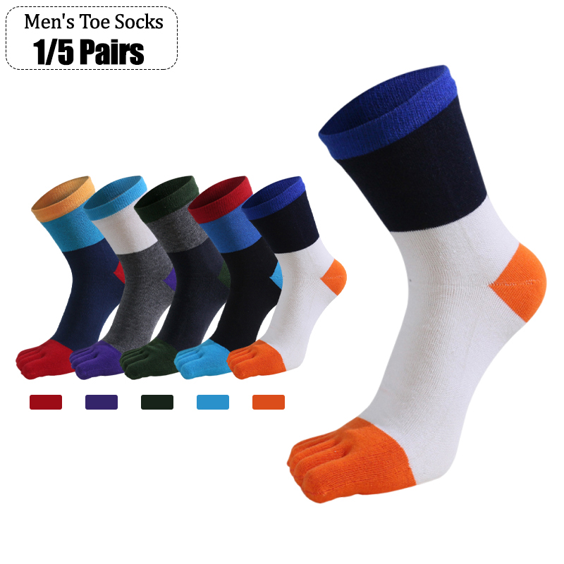 Toe Sock Split - 1/5 Par Męskich Skarpet Pięciopalcowych Wielokolorowe,