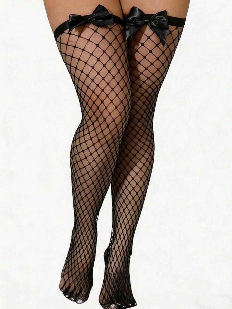 Pończochy kabaretki z kokardką – Fishnet Stocking Women recenzja i cena